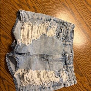 American Eagle Outfitters Ripped Light Blue Jean Shorts